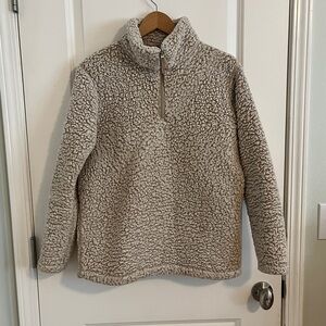 Eddie Bauer Cozy Womens Half-Zip Sherpa Pullover Jacket - Cream